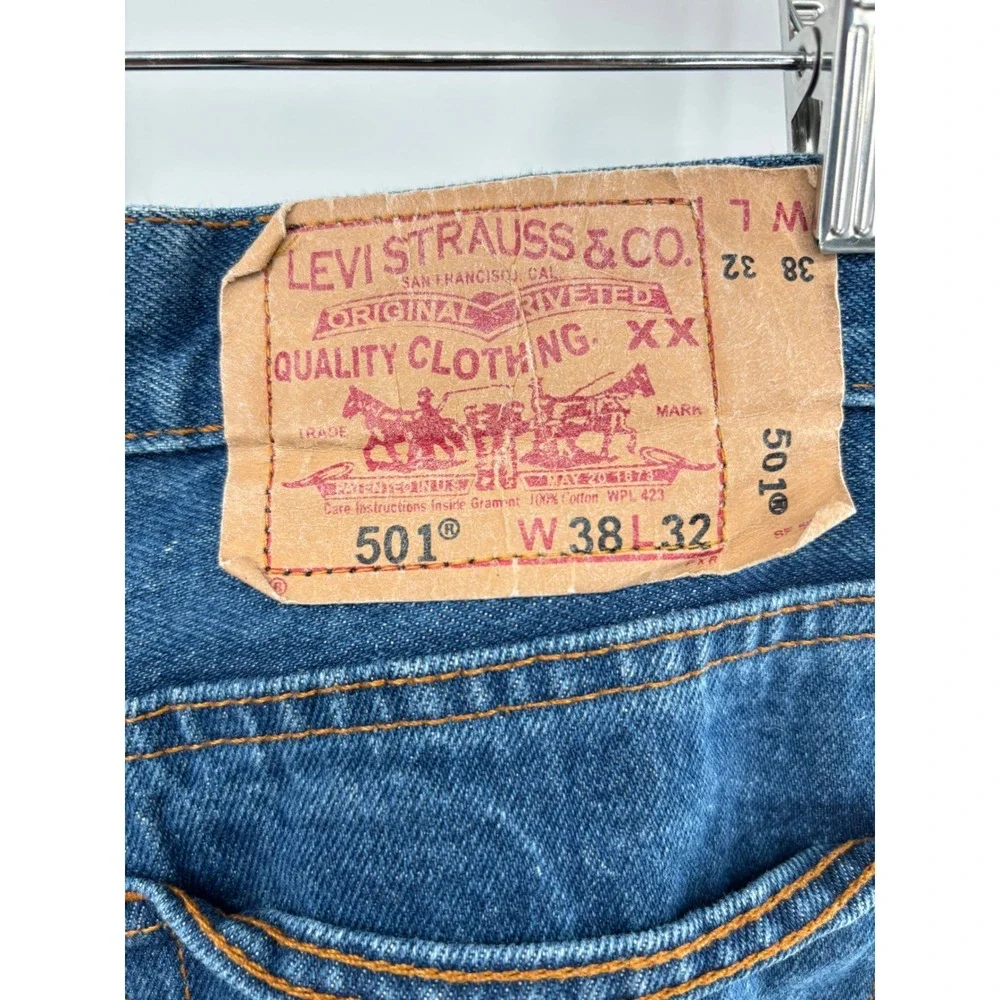 Vintage Levis 501 USA Made Men's 38x32 Light Distress Faded /Grunge Style Jeans